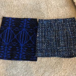 Set of 2 Blue/Black Mini Skirts EUC Express/Forever 21